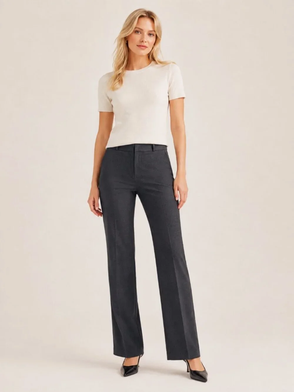 2/$30 H&M High Rise Creased Dress Pant Heather Dark Gray 4 #A3879